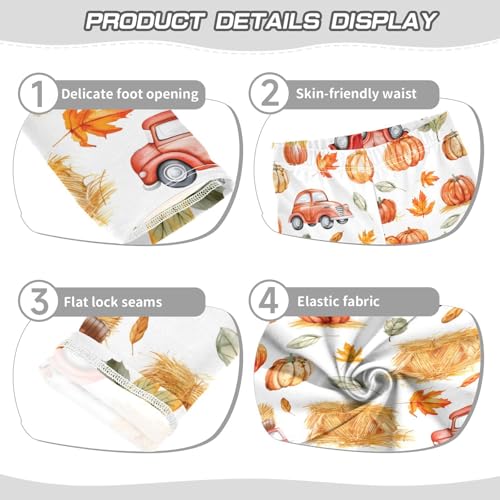 Fall Pumpkin Truck Maple Leafs Girls Leggings Soft Stretch Workout Yoga Dance Pants for Kids Casual Tights3