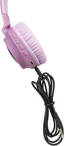 Miniatura 9 de PowerLocus Auriculares Bluetooth para niños, auriculares inalámbricos Bluetooth con LED, auriculares plegables con micrófono, volumen limitado,