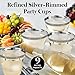 600 Piece Silver Dinnerware Set – 200 White and Silver Plastic Plates – Set of 300 Silver Plastic Silverware – 100 Silver Plastic Cups – Silver Dinnerware Set for Party or Wedding up to 100 Guests