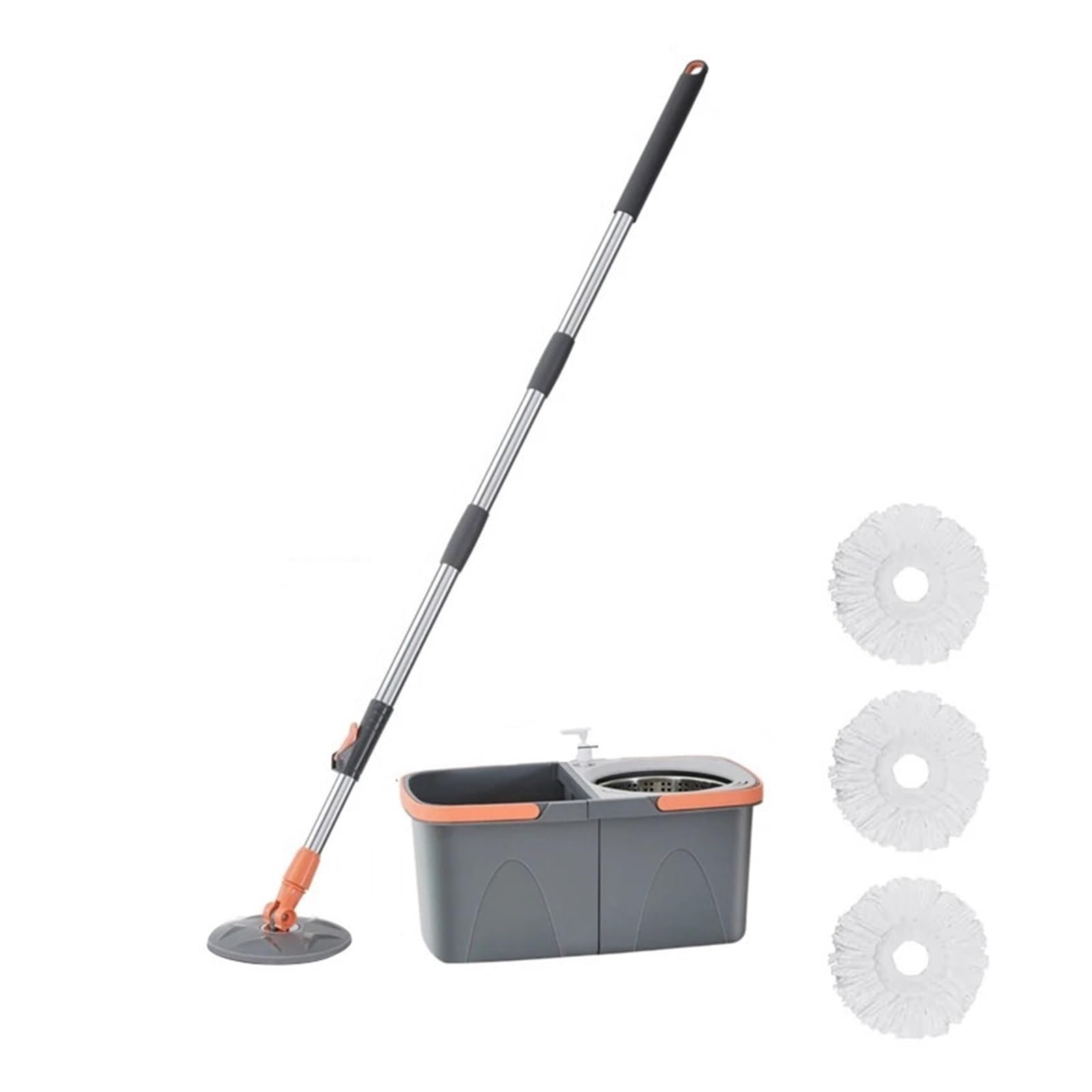 Juego de trapeador giratorio de doble cubo independiente for uso en seco y húmedo. Nuevo con trapeador doméstico de cubo. Trapeador giratorio de 360 ​​grados for limpieza del hogar.(Mop Set - 3 Cloth)
