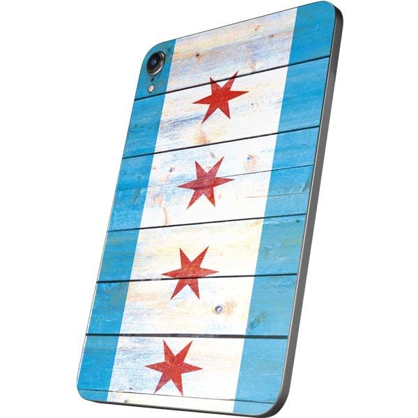 Skinit Decal Tablet Skin Compatible with iPad Mini 7 (2025) - Chicago Flag Light Wood Design