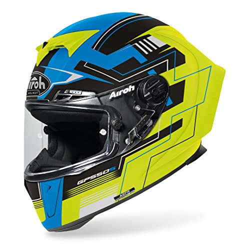 PESO 1310 g ± 50g AIROH CASCO GP550 S CHALLENGE BLUE/YELLOW MATT XL