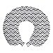 ABAKUHAUS Moderno Cojín de Viaje para Soporte de Cuello, Modelo de Zigzag de Rayas, Viajes Siestas Leer Mirar TV, 30x30 cm, Azul Marino Blanco