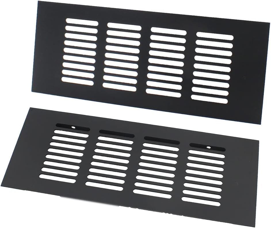 Kitchen Air Vent Jali | Stainless Steel Ventilation Grill for Cabinets, Drawers, Sink, Wardrobe, Kitchen, Bathroom, Storage Unit | Size 4" x 8" inches - Black Powder Coated (Set of 2)-image-49