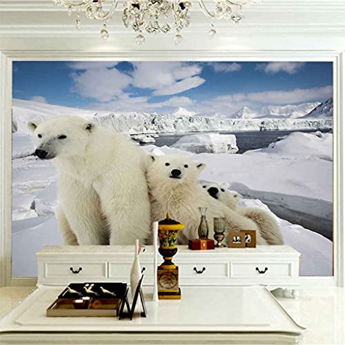 Papier peint panoramique ours blanc 3D fresque murale 350x256 cm - 4