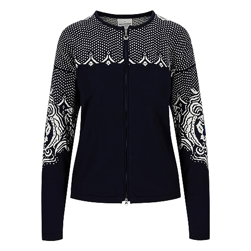 Dale of Norway Women's Classic Feminine Outdoor Blue Wool/Polyester Blend Long Sleeve Crew Neck Cardigan Jacket