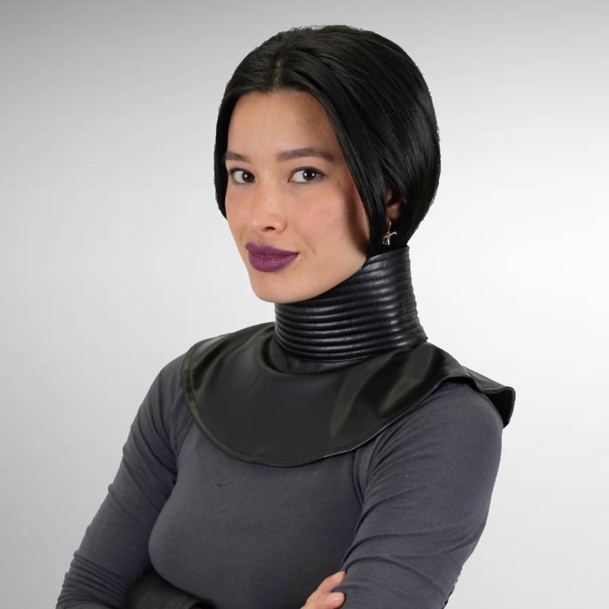 Guarnizione collo costume cosplay armatura casco accessorio a coste nero ghetta