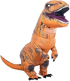 Rafalacy Inflatable Dinosaur Costume for Adult Blow up T-rex Costume Funny Halloween Party Costume Jurassic Dinosaur Cospaly Fancy Dress up Suit (Brown)