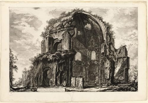 Pintura mural en lienzo de la Vista del Templo de Minerva por Piranesi para dormitorio (60x90cm)