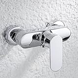 kisimixer Duscharmatur Einhebelmischer,Wandmontage Mischbatterie für Dusche,Brausearmatur Bad 1/2 Duschabgang unten,Chrom
