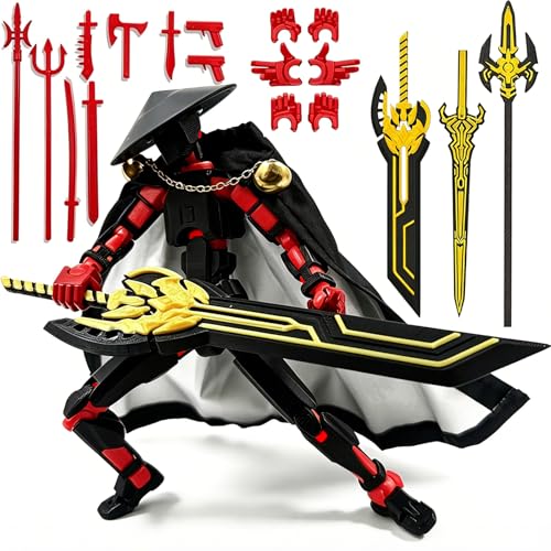 Image of Assembly Completed 2026 New Titan 13 Action Figure,Lucky Robot 13 Action Figures 3D Printed Multi Jointed Movable Figure,Nova 13 Action Figure for Collectors Desktop Decorations (Black Red)