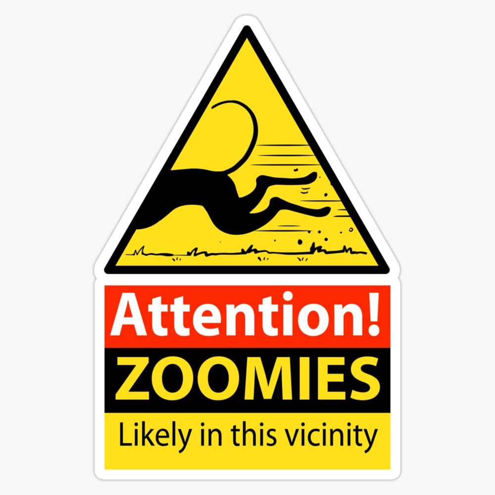 Zoomies Hazard Sign Vinyl Sticker Laptop Decal Waterproof 5"