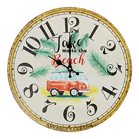 Timely Furnishings Retro Beach Wall Clock Large (15.75 Inch) Decorative Vintage Home Decor Cover