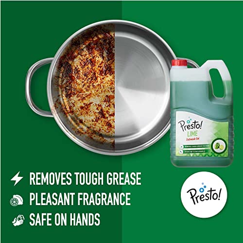 Image of Amazon Brand - Presto! Dishwash Gel - 5 L (Lime) & Amazon Brand - Presto! Matic Front Load Detergent Liquid - 2 L