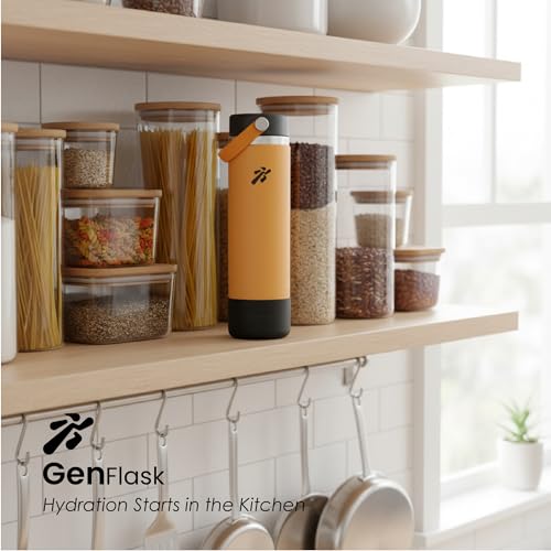 Image of VBOTT GENFLASK ZEMI -800 ml|Thermosteel Flask with Carrying Loop| SS 304 Water Bottle|Hot /Cold-18 /24 hrs|Insulated Bottles|Black /Mango Colour|Multipurpose
