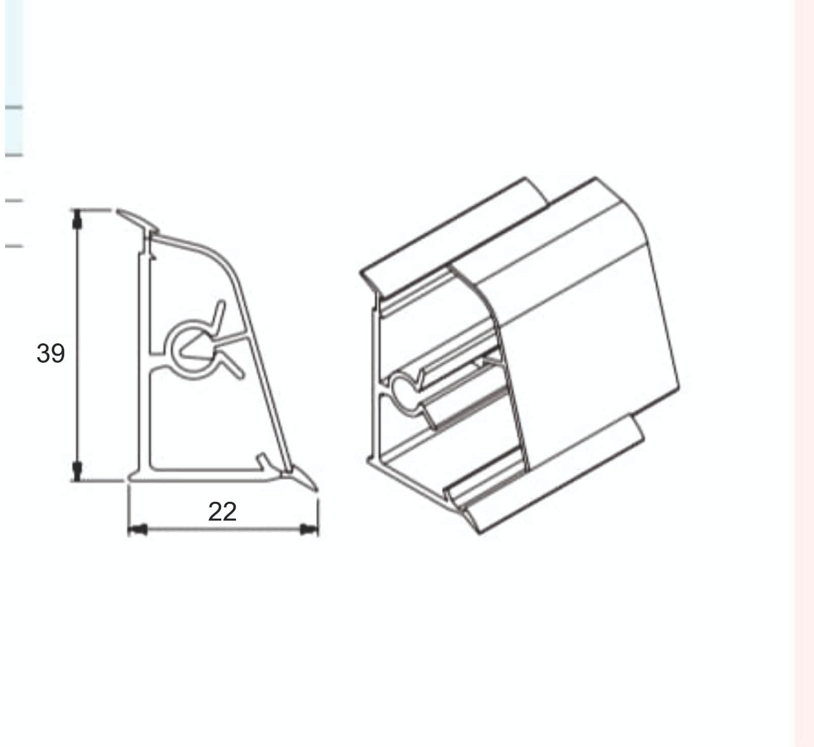 Generico Alzatina per piani da cucina in pvc, spalletta per top con la seguente misura= 2 metri lineari compresa di 1 Tappo SX, 1 Tappo DX, 1 Angolo SX, 1 Angolo DX, colore alluminio spazzolato