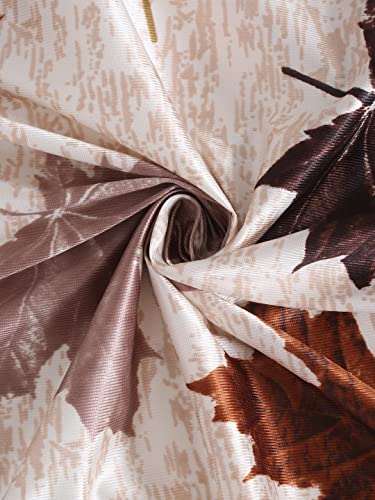 Image of HUTI 5 Feet Brown Window Curtain Set of 2 | Semi Transparent Leaf Printed Curtain | Light Filtering Polyester | Eyelet Curtains for Living Room & Bedroom 4x5 ft (120 x 150 cm) | Perfect for Home Decor