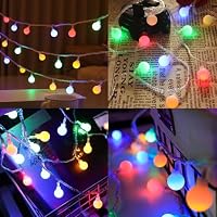 ENLACE LED Lichterkette Kugel, 1,5M 10 LED Lichterkette Kugeln Batteriebetrieben, Bunt Globe Lichterketten für Außen, Innen, Hochzeit, Party, Weihnachten, Garten, Balkon Deko – Ansicht 7