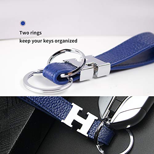 Ancicraft Leather Keychain For Women Men Car Key Ring Strap Holder Simple Stylish Blue #TOP3
