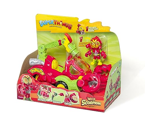 SUPERTHINGS Wild Scorpion – Vehículo escorpión de los SuperThings. Incluye 1 Wild Kid y 1 Wild SuperThing Villano exclusivos. con Disparador y Pinzas de escorpión para atrapar a los héroes
