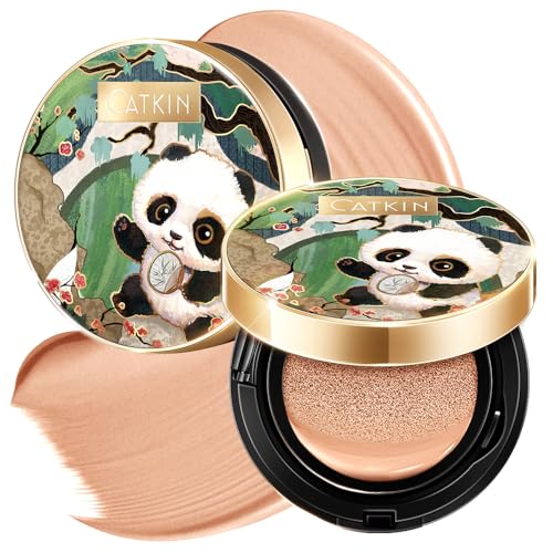 CATKIN Panda Land Full Coverage Cushion Fondation, Breathable Hydrating Nourishing Poreless Face Makeup Save for Sensitive Skin,Sheer Finish (C04 Buff) 1 Ounce (Pack of 1) Panda (Buff)