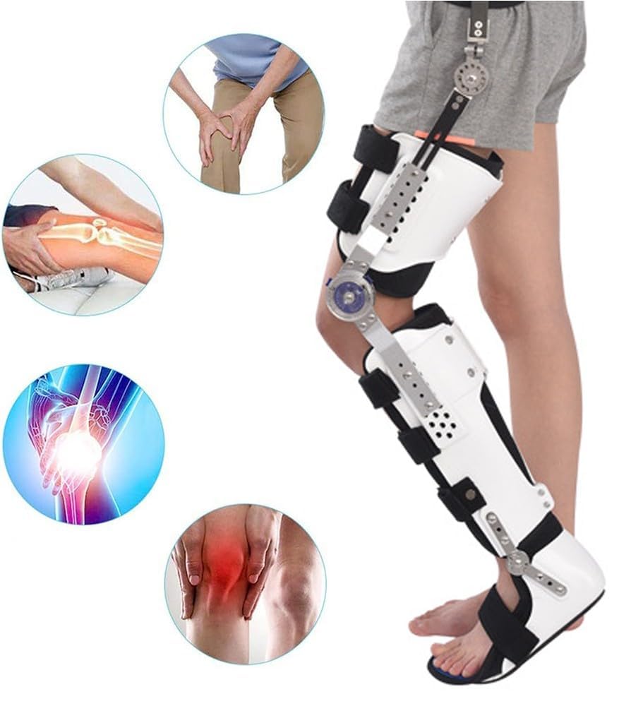 Tutore di Supporto per Ginocchio E Piede con Cerniera, Tutore Ortopedico Stabilizzatore per Tutta La Gamba per Lesioni agli Arti Inferiori, Protezione per Ginocchio E Piede, Utilizzato, Left