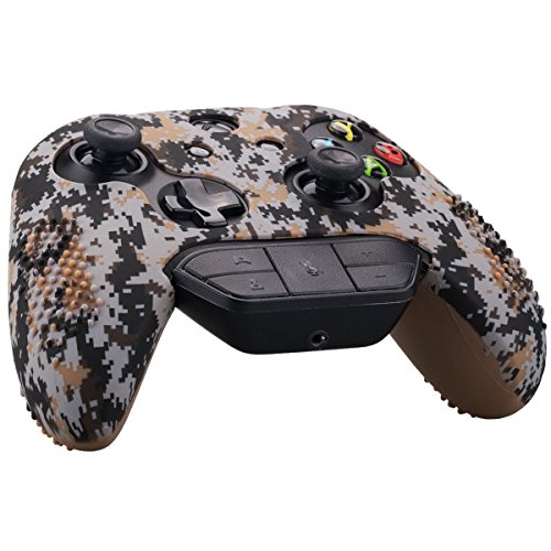 9CDeer 1 Piece of Studded Protective Customize Digital Camo Silicone Cover Skin Sleeve Case 8 Thumb Grips Analog Caps for Xbox One/S/X Controller Brown Compatible with Official Stereo Headset Adapte - Thumbnail 3