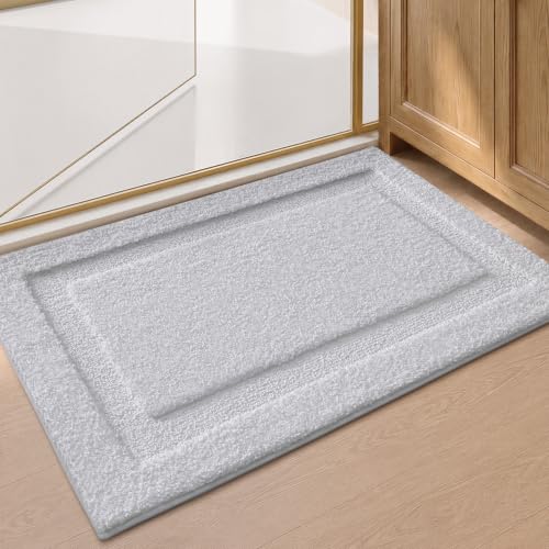 Image of Color&Geometry Non Slip Bathroom Rugs 36x24,Ultra Soft Absorbent Upgraded Microfiber Bath Rugs, Non-Slip Bathroom mat, Washable Plush Bath Mats for Bathroom, Shower, Bathtub, Laundry, White