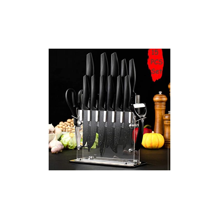 Kitchen-Knife-Set-Non-Stick-14-Pcs-Knives-Set-with-Block-Sharp-Stainless-Steel-Knife-Sets-Contain-6-Steak-Knives-Clear-Acrylic-Stand-Nonstick-Chef-Knife-Best-Gift Kitchen Knife Set Non Stick 14 Pcs Knives Set with Block Sharp Stainless Steel Knife Sets Contain 6 Steak Knives, Clear Acrylic Stand Nonstick Chef Knife Best Gift