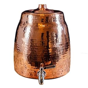 Sertodo Copper Niagara Water Dispenser | 100% Pure Copper, Heavy Gauge, Hand Hammered | 2+ Gallons Capacity, Holds 2 – 5 Gallon Water Jugs | Lid and Stainless Steel Spigot Included