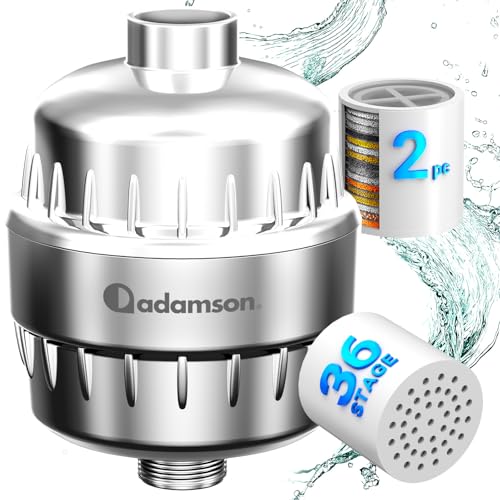 Adamson Filtre Douche Anti-Calcaire – 36 Étapes Filtration Haute Performance – Réduit le Chlore, Calcaire et Métaux Lourds – Protège Peau et Cheveux...