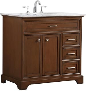 Elegant Kitchen and Bath 36 inch Single Bathroom Vanity Cabinet Set - Teak