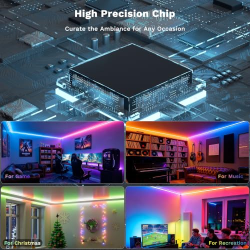 Image of MIWISE LED Strip Lights,RGB Smart IC COB LED Strip Light Color Chasing,24ft Multicolor Flexible LED Tape Light,Music Sync with APP Control,Addressable DIY 16M Colors,for Cabinet,Bedroom,Party Decor