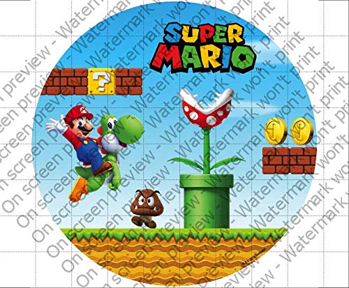 Stef Chef #43686 :: Super Mario Mushroom Kingdom Design 7.5 / 19cm Round Cake Topper
