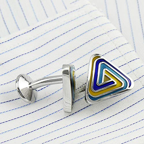 Mancuernillas de hombre KnBoB triángulo esmalte plata miniatura 2