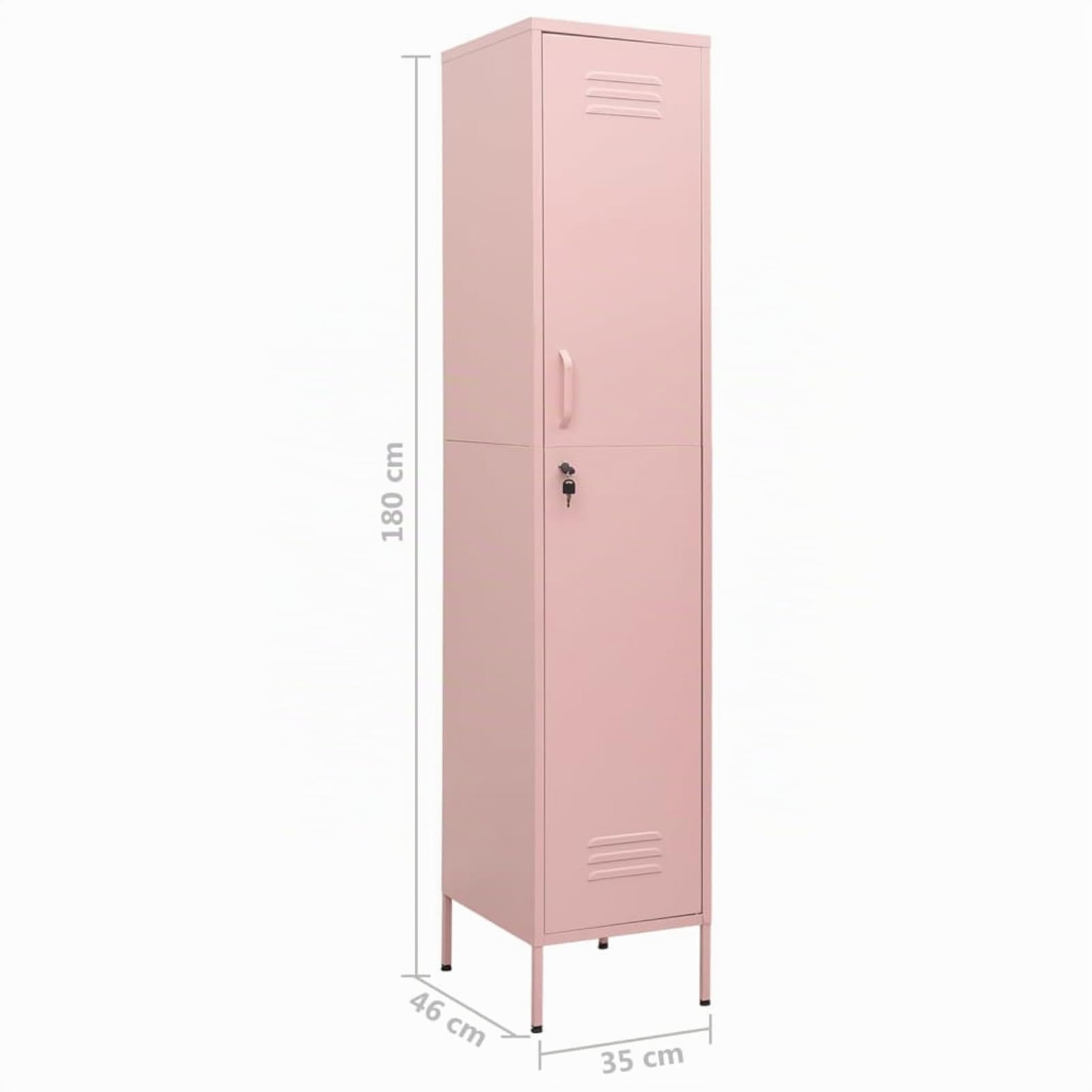 Homgoday Schließfachschrank Metallschrank Lagerschrank mit 4 Einlegeböden Aktenschrank Schrank Bücherschrank Standschrank Spind Schrank Rosa 35x46x180 cm Stahl