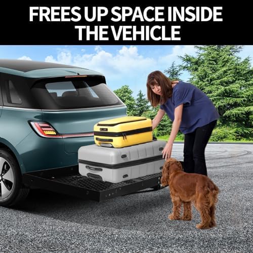 Heavy Duty 500Lbs Hitch Cargo Carrier, 2" Shank Folding Basket for Car & SUV, Durable Steel Storage for Camping & Traveling, Outdoor Gear Accessory