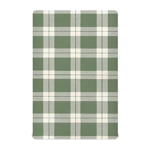 YANENDIE Olive Green Gingham Plaid Crib Sheets - Boys & Girls Cotton Crib Sheet for Standard Crib and Toddler Mattresses 52 X 28 Inch