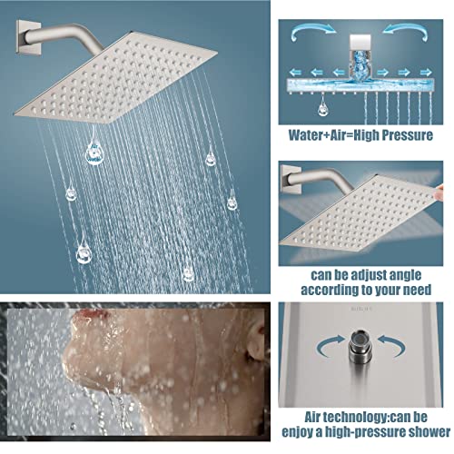 Pomme de douche murale brossée 8" avec mitigeur de douche et de bain - 5