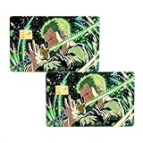 Luffy Kreditkarten Skin Aufkleber 2 Stück Wasserdicht Cartoon Anime Debitkarten Stickers für Most Transport Metro Schlüssel Bankkarten,Funny Coole Grüne Skin Decal für Teenager Mädchen Erwachsene