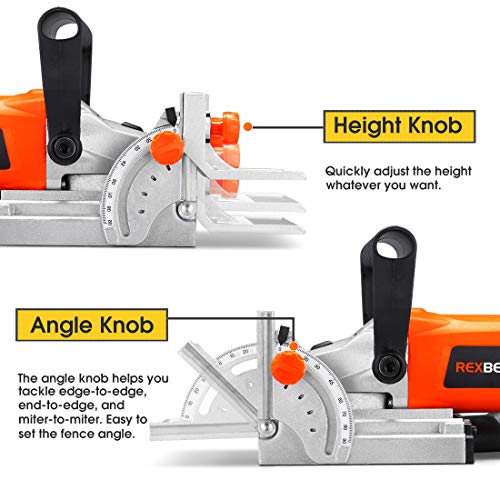 REXBETI Wood Biscuit Plate Joiner Kit with 4 Inch Tungsten Carbide Tipped Blade and 100pcs Wood Connecting Plates, Adjustable Fence and Angle Knob for Precise Positioning, Suitable for All Wood Type - Thumbnail 6