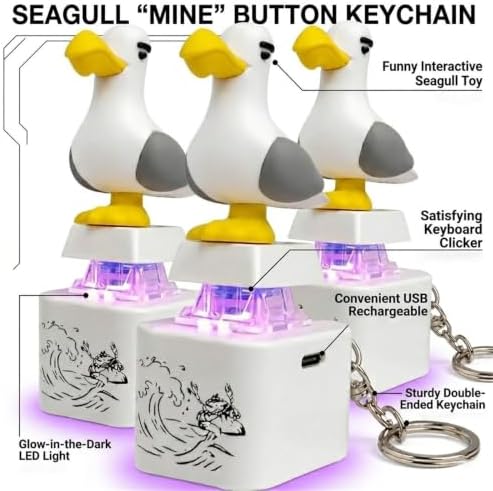 1Pcs Seagull Mine! Button Keychain – Real Sound & Led Light Funny Interactive Desk Stress Relief Toy with The Cry of A Seagull & Colorful Lights Portable Stress Relief Fidget Gadget (With 1Pcs Seagull Mine! Button Keychain – Real Sound & Led Light Funny Interactive Desk Stress Relief Toy with The Cry of A Seagull & Colorful Lights Portable Stress Relief Fidget Gadget (With