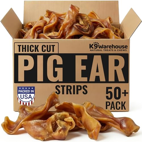 K9warehouse Pig Ears Strips - 32oz USA Packed - Natural Bulk Pig Ear Slivers - Treats Made of 100% Pure Pork - Alternative to Rawhide Chews - Thick Cut Pigs Ear Dog Treats for Small to Large Dogs