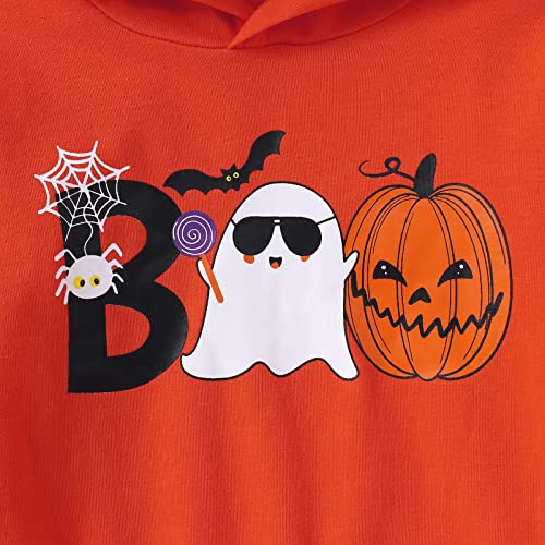 Ritatte Baby Boy Halloween Outfit Long Sleeve Pumpkin Ghost Hoodie Sweatshirt Top Pant Toddler Fall Winter Clothes Set4