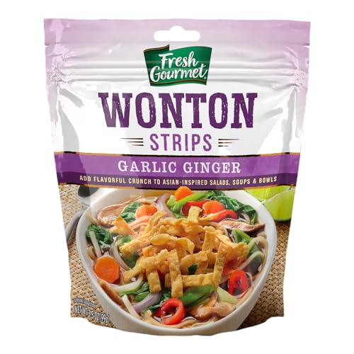 Image of Fresh Gourmet Garlic Ginger Wonton Strips, 3.5oz (Pack of 9) Resealable Bag