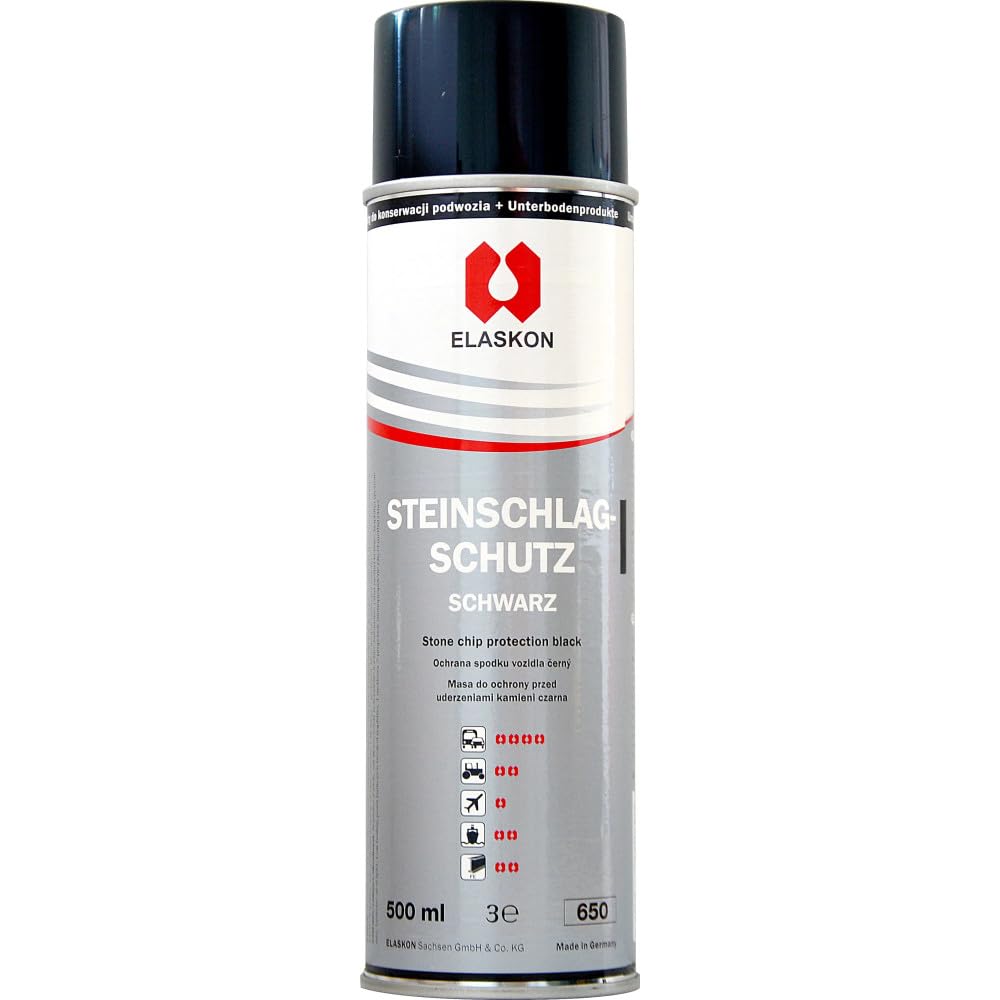 ELASKON Steinschlagschutz Spray – Steinschlagschutz schwarz für Pistole 500 ml Spraydose