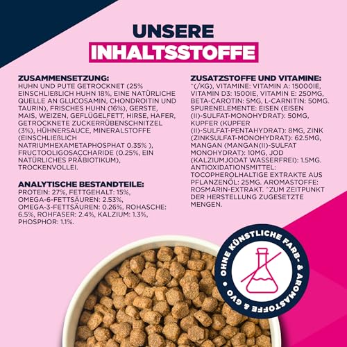 Eukanuba Hundefutter Trocken mit frischem Huhn für mittelgroße Rassen, Premium Trockenfutter für ausgewachsene Hunde, 3 kg