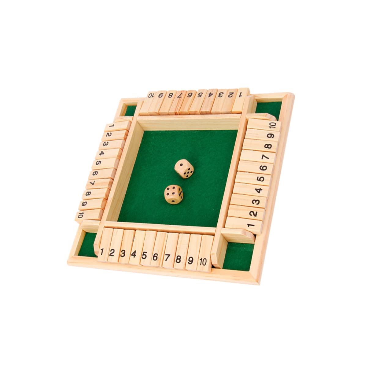 BESPORTBLE 1 Set Wooden Drinking Game Board with Dice Accessories Digital Flop Party Game for Ktv Bar and Family Fun Non Slip Cushion Base Green Design