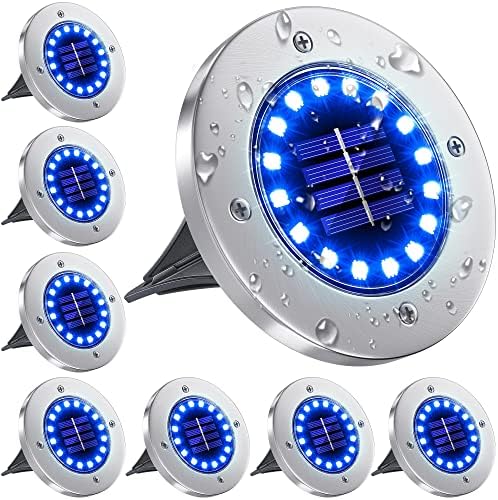 Illuminate Your Garden with These 5 Surprising Solar Light Picks 4 NFESOLAR Solar Outdoor Lights with 16 LEDs, Blue Color Bright Solar Ground Lights Outdoor Waterproof for Pathway Garden Yard Halloween Decorations (8 Pack)