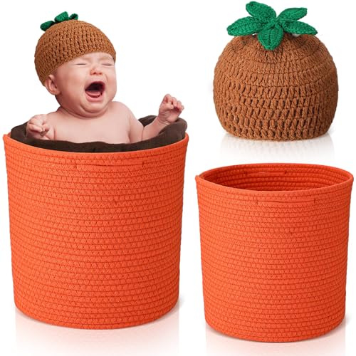 Flower Pot Outfit Mandrake Halloween Clothing Include Knitted Hat and Flower Pot for First Photo Prop Party Gift